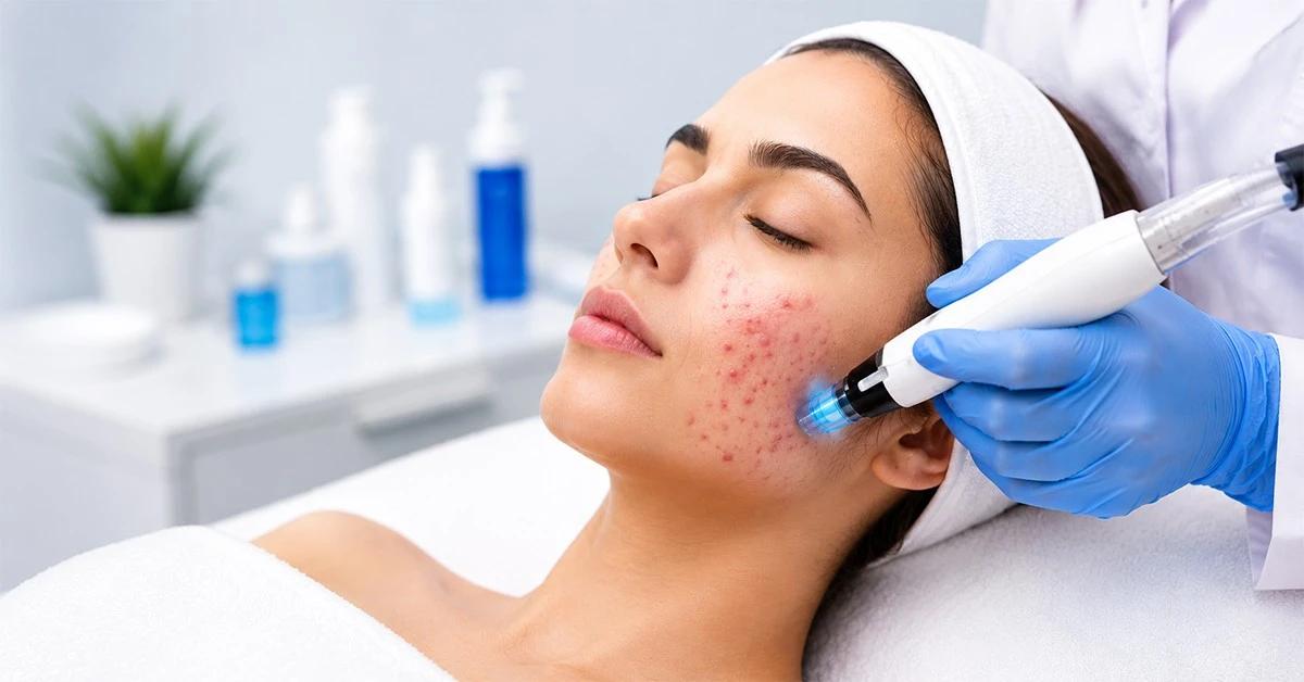 Before and after acne treatment results showing clearer and healthier skin