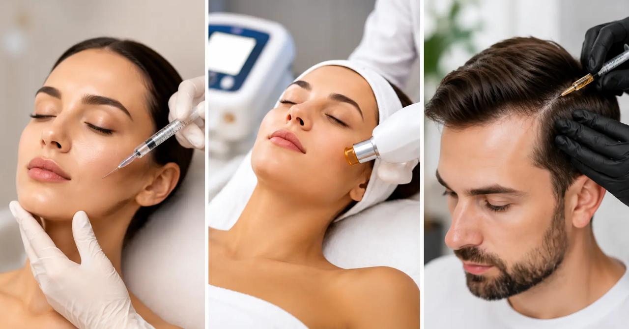 Doctor performing injectable facial treatment for skin rejuvenation